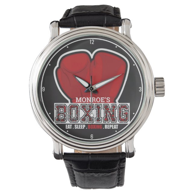 Personalised NAME Boxer Boxing Glove Prize Fighter Watch (Front)