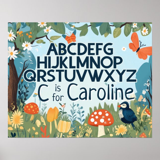 Personalised Name Boys Girls Nursery Alphabet Poster (Front)
