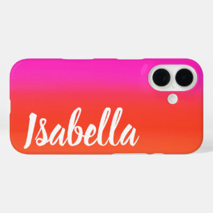 Personalised Name Bright Pink and Orange Gradient  iPhone 16 Case