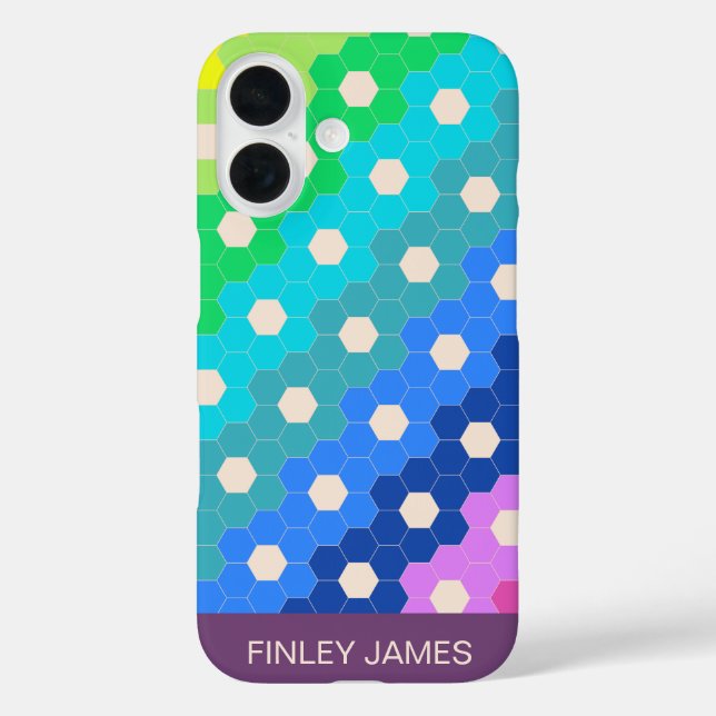 Personalised Name Bright Retro Modern Geometric Case-Mate iPhone Case (Back)