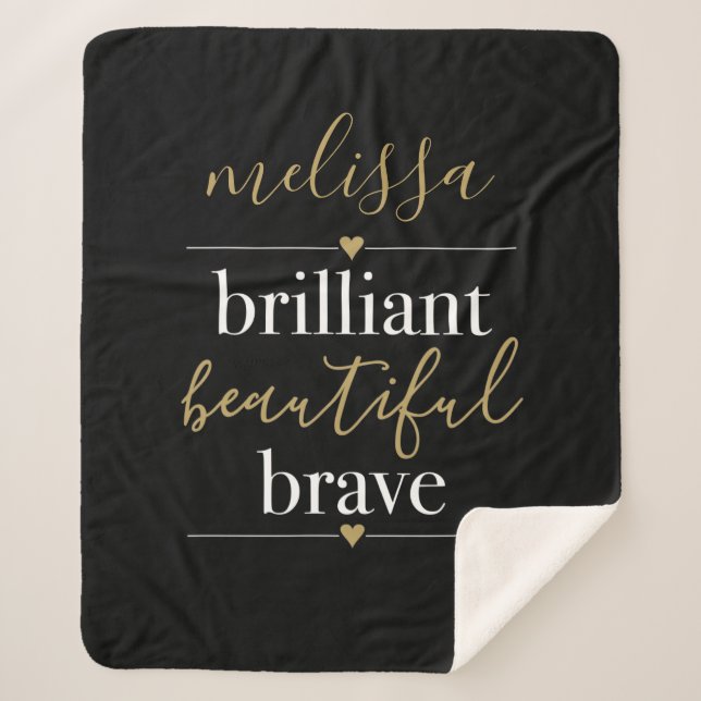 Personalised Name Brilliant Beautiful Brave Sherpa Blanket (Front)