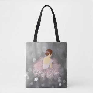 Personalised Name Brunette Ballerina Dancer Tote Bag
