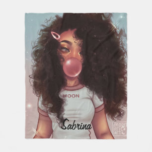 Personalised Name Bubble Black Girl Blanket
