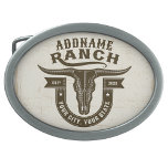 Personalised NAME Bull Steer Skull Western Ranch Belt Buckle<br><div class="desc">Personalised NAME Cowboy Bull Steer Skull Western Ranch -  Customise with your Name or Custom Text!  *Expanded License PO 8/21/23*</div>