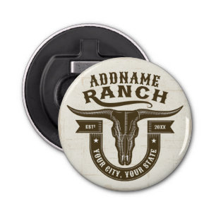 Personalised NAME Bull Steer Skull Western Ranch Bottle Opener