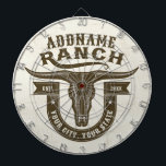 Personalised NAME Bull Steer Skull Western Ranch Dartboard<br><div class="desc">Personalised NAME Cowboy Bull Steer Skull Western Ranch -  Customise with your Name or Custom Text!  *Expanded License PO 8/21/23*</div>