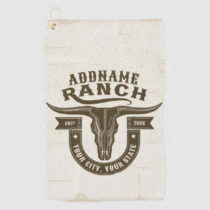 Personalised NAME Bull Steer Skull Western Ranch Golf Towel