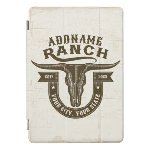 Personalised NAME Bull Steer Skull Western Ranch iPad Pro Cover