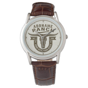 Personalised NAME Bull Steer Skull Western Ranch Watch