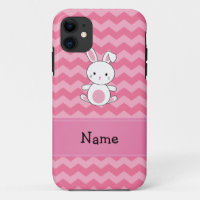 Personalised name bunny pink chevrons