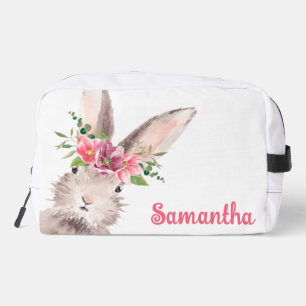 Personalised Name Bunny Rabbit Girl pink Dopp Kit