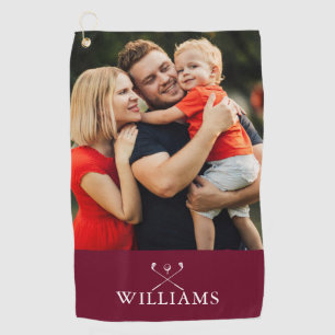 Personalised Name Burgundy Red Photo Golf Towel