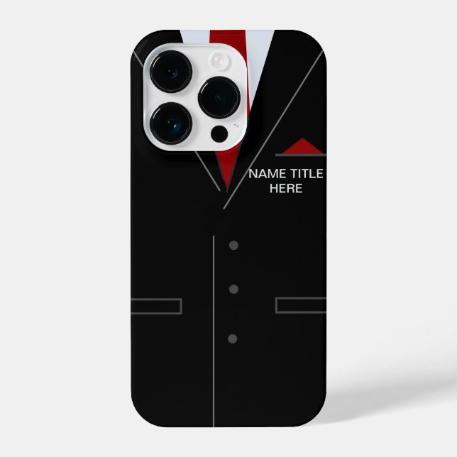 Personalised Name Business Black Suit iPhone Case (Back)