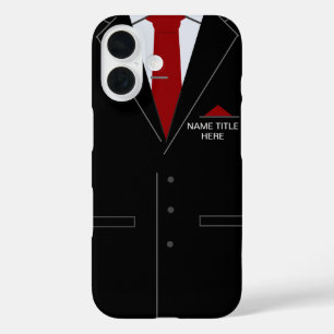 Personalised Name Business iPhone Case Black Suit