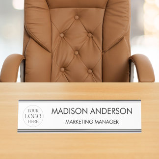 Personalised Name Business Logo Modern Minimalist Desk Name Plate