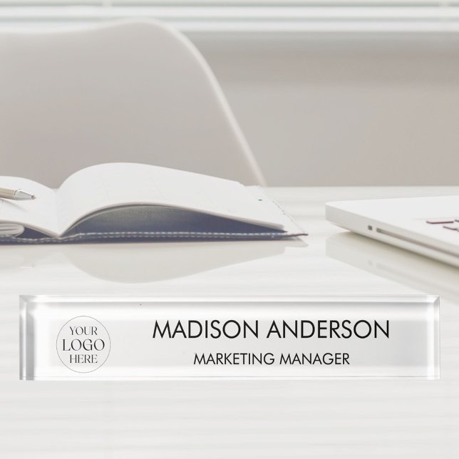 Personalised Name Business Logo Modern Template Nameplate (In situ)