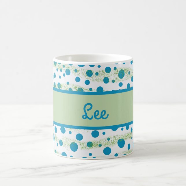 Personalised Name By the Sea Blue and Green    Coffee Mug (Center)