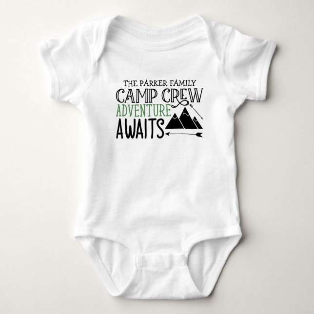 Personalised NAME Cabin Camping Adventure Baby Bodysuit (Front)