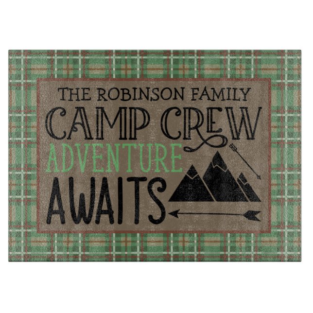 Personalised NAME Cabin Camping Adventure Cutting Board (Front)