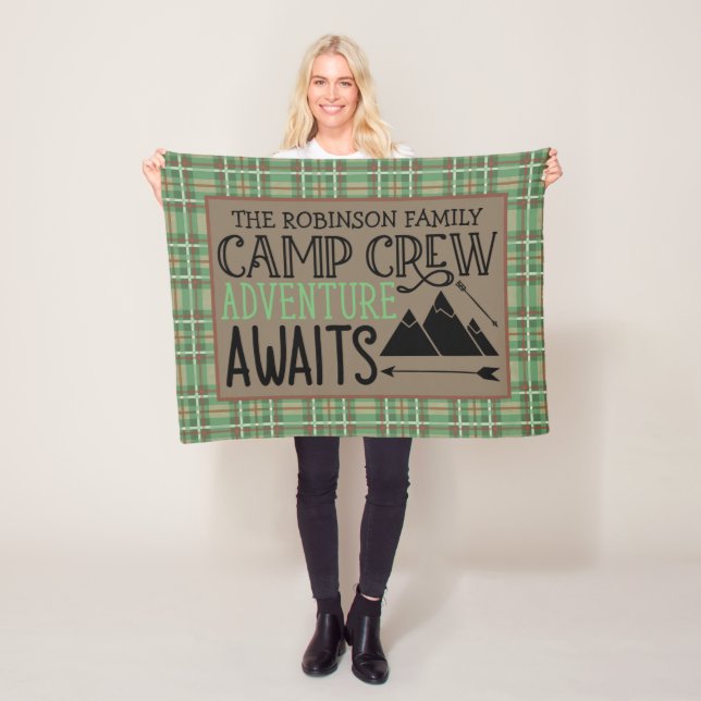 Personalised NAME Cabin Camping Adventure Fleece Blanket (In Situ)