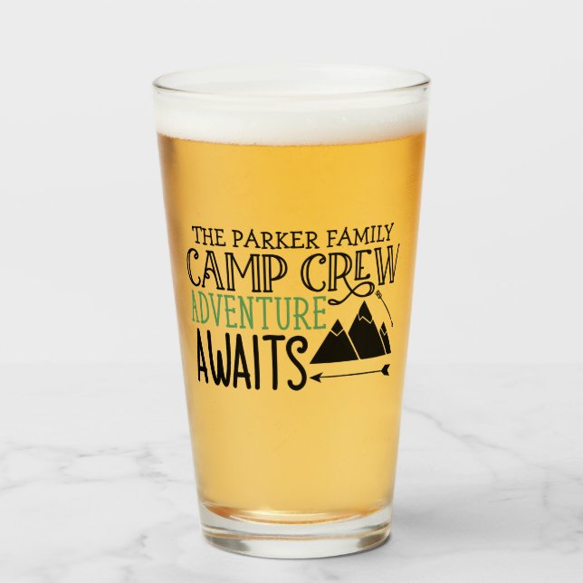 Personalised NAME Cabin Camping Adventure Glass (Front Filled)