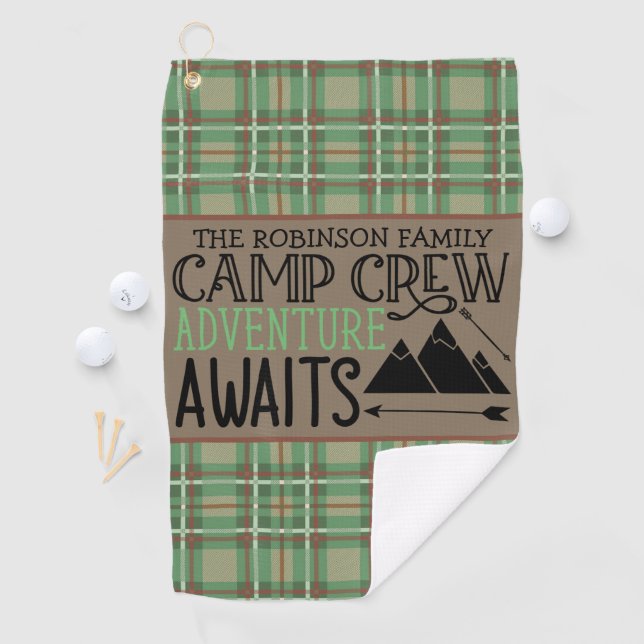 Personalised NAME Cabin Camping Adventure Golf Towel (InSitu)