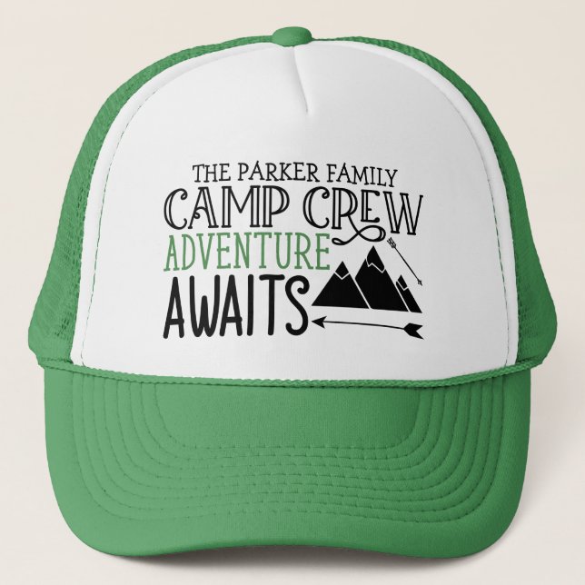 Personalised NAME Cabin Camping Adventure Trucker Hat (Front)