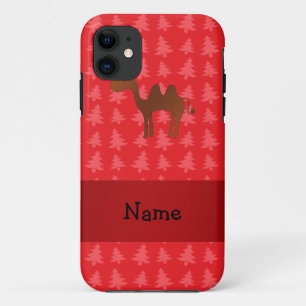 Personalised name camel red christmas trees iPhone 11 case
