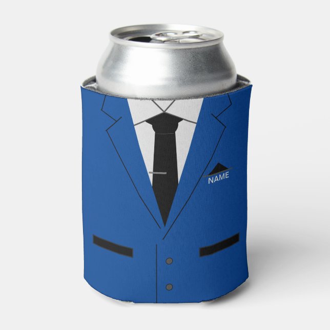 Personalised Name Can Cooler Blue Suit and Necktie (Can Front)