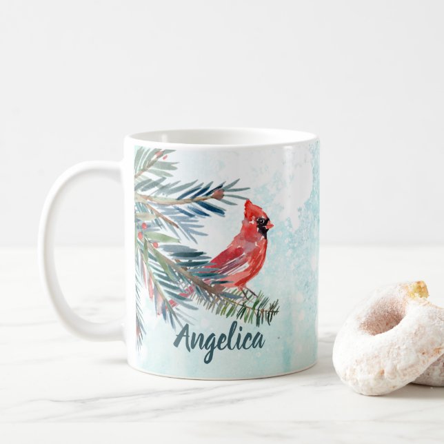 Personalised Name Cardinal Gift Mug (With Donut)