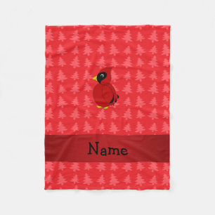Personalised name cardinal red christmas trees fleece blanket
