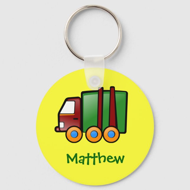Personalised Name Cartoon Truck Key Ring (Front)