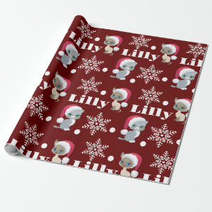 Personalised Name Cats Xmas Christmas Wrapping Paper