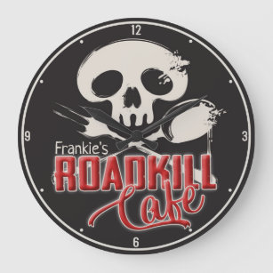 Personalised NAME Cheeky Roadkill Cafe Kitchen Large Clock