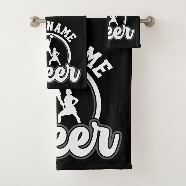 Personalised NAME Cheer Team Varsity Cheerleader Bath Towel Set (Insitu)