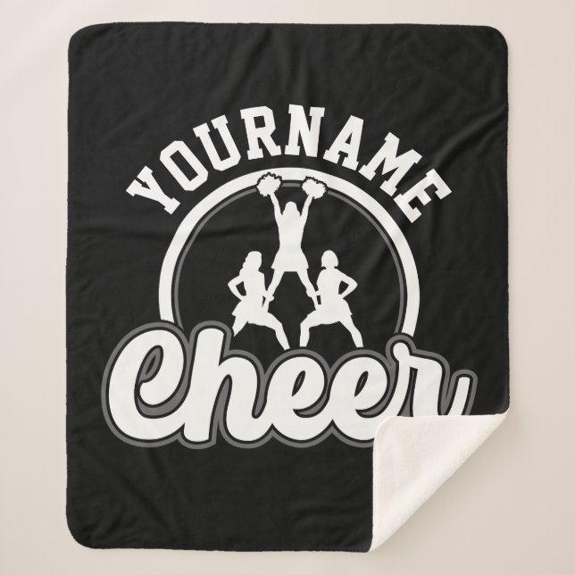 Personalised NAME Cheer Team Varsity Cheerleader Sherpa Blanket (Front)