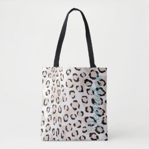 Personalised Name Cheetah Print Animal Pattern Tote Bag