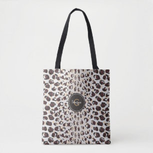 Personalised Name Cheetah Print Animal Pattern Tote Bag