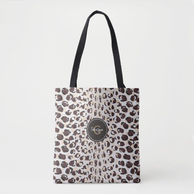 Personalised Name Cheetah Print Animal Pattern Tote Bag (Front)
