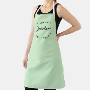 Personalised Name Chef established year Mint green Apron