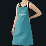 Personalised Name Chef established year Teal Apron<br><div class="desc">Introducing our Personalised Name Chef Established Year Teal Apron! This stylish and practical apron is perfect for inspiring and encouraging the chef in your life to create delicious culinary masterpieces. Designed with a modern and unique flair, this teal blue apron adds a pop of colour to any kitchen. It features...</div>
