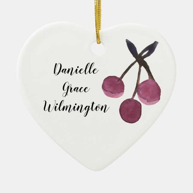 Personalised Name Cherry Christmas Ornament (Front)