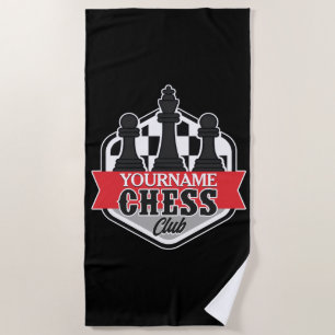 Personalised NAME Chess Player Club Checkmate   Beach Towel