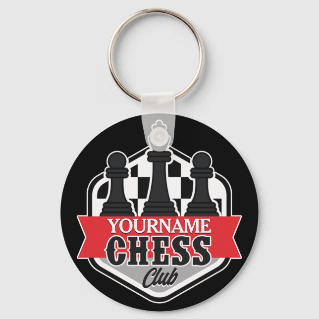 Personalised NAME Chess Player Club Checkmate  Key Ring (Front)