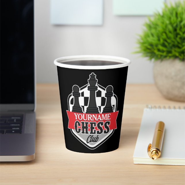 Personalised NAME Chess Player Club Checkmate  Paper Cups (Insitu)