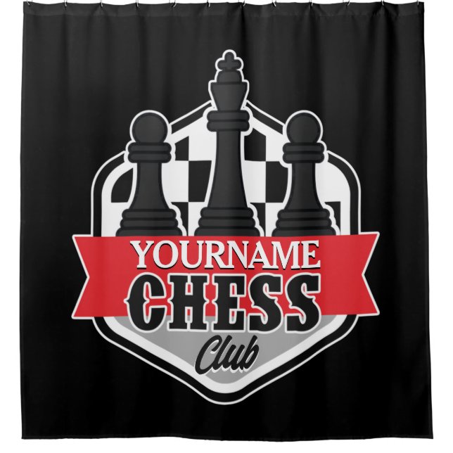 Personalised NAME Chess Player Club Checkmate  Shower Curtain (Front)