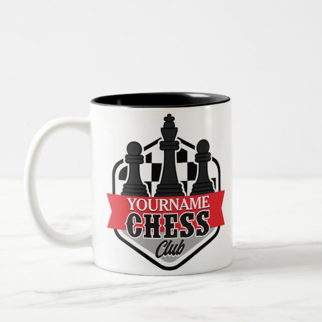 Personalised NAME Chess Player Club Checkmate  Two-Tone Coffee Mug (Left)