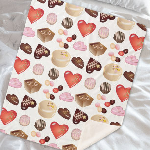 Personalised Name Chocolate Candy Heart Pattern Sherpa Blanket