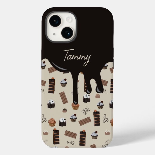 Personalised Name Chocolate Theme Pattern  Case-Mate iPhone Case (Back)