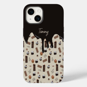 Personalised Name Chocolate Theme Pattern iPhone 14 Case